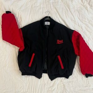 Budweiser Men's Black and Red Jacket 90’s vintage